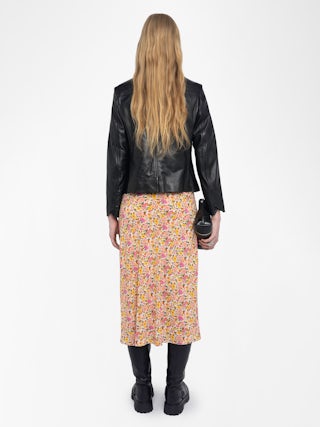 Jayla Womens Floral Midi Skirt - Mid-length lingerie-inspired skirt in viscose with lace details.