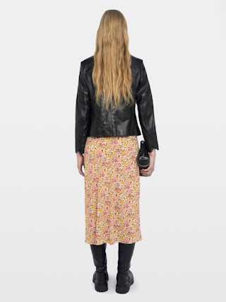 Jayla Womens Floral Midi Skirt - Mid-length lingerie-inspired skirt in viscose with lace details.