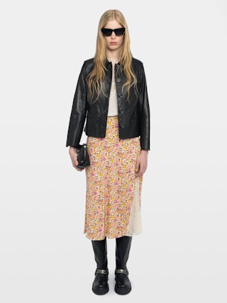 Jayla Womens Floral Midi Skirt - Mid-length lingerie-inspired skirt in viscose with lace details.