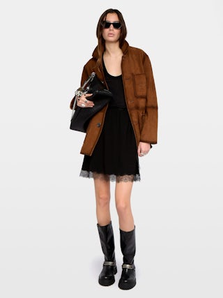 Jarvisa Skirt - Short lingerie-inspired skirt in viscose with lace.