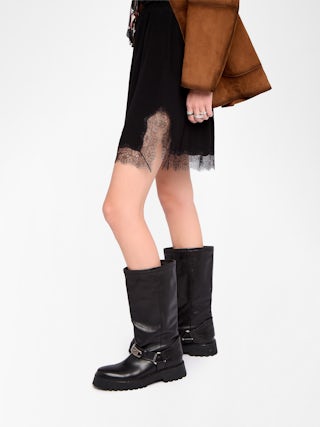 Rock Jarvisa - Kurzer Rock im Lingerie-Stil aus Viskose mit Spitze.