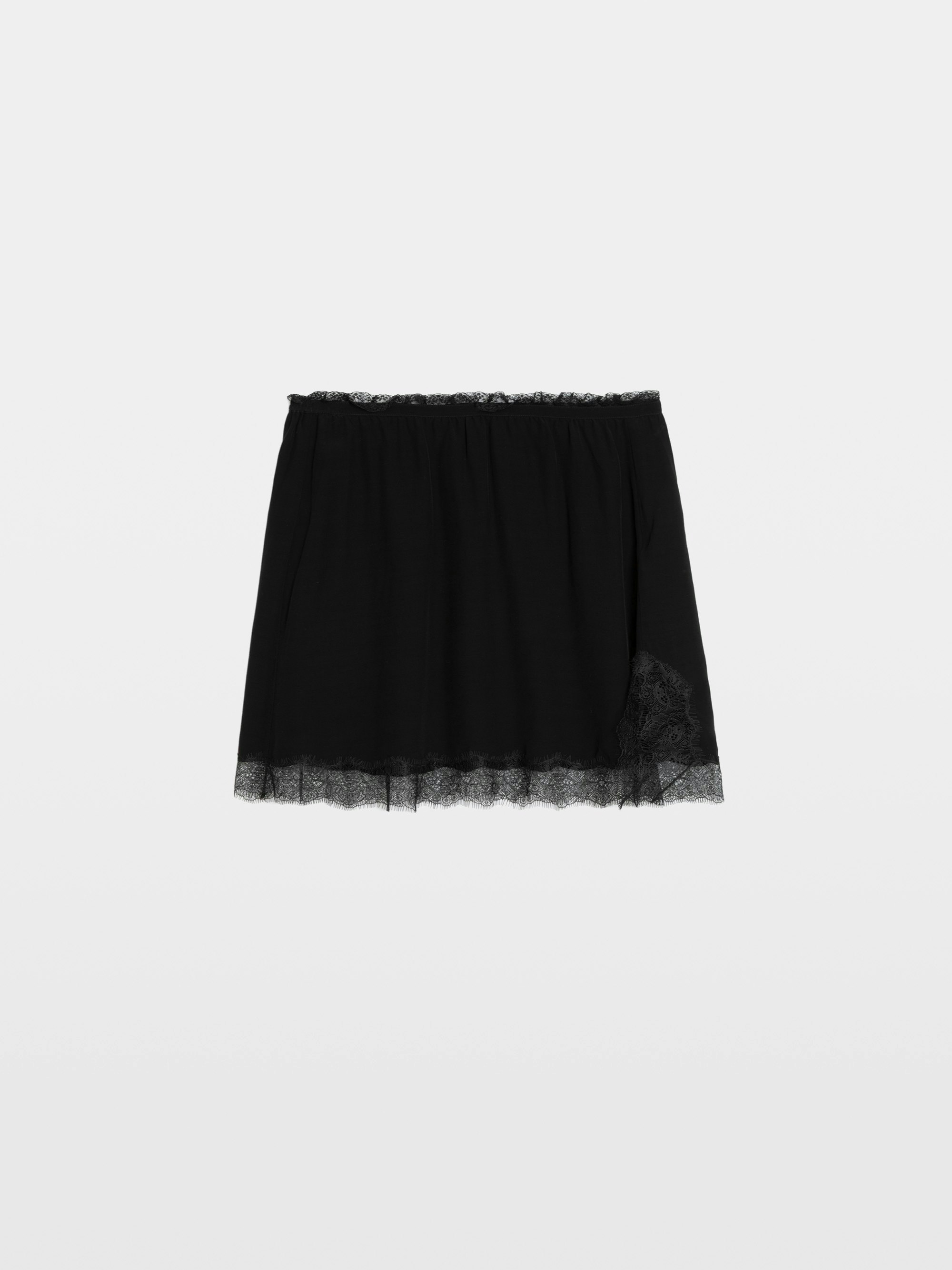 Jarvisa Skirt - Short lingerie-inspired skirt in viscose with lace.
