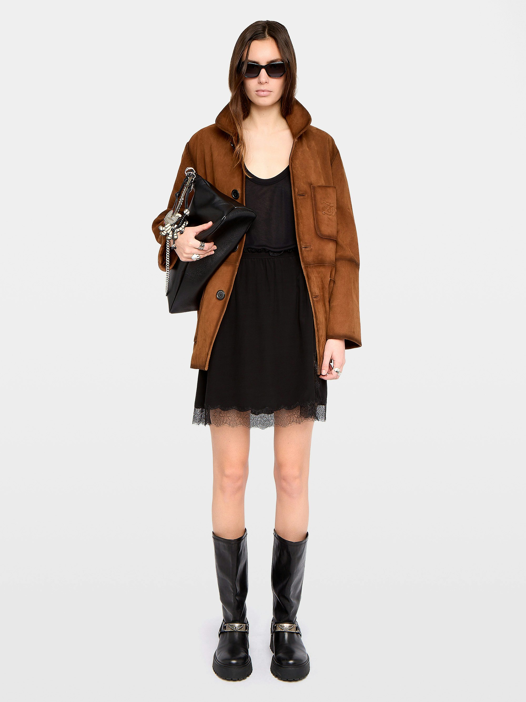 Gonna Jarvisa - Gonna corta ispirata alla lingerie in viscosa con pizzo.