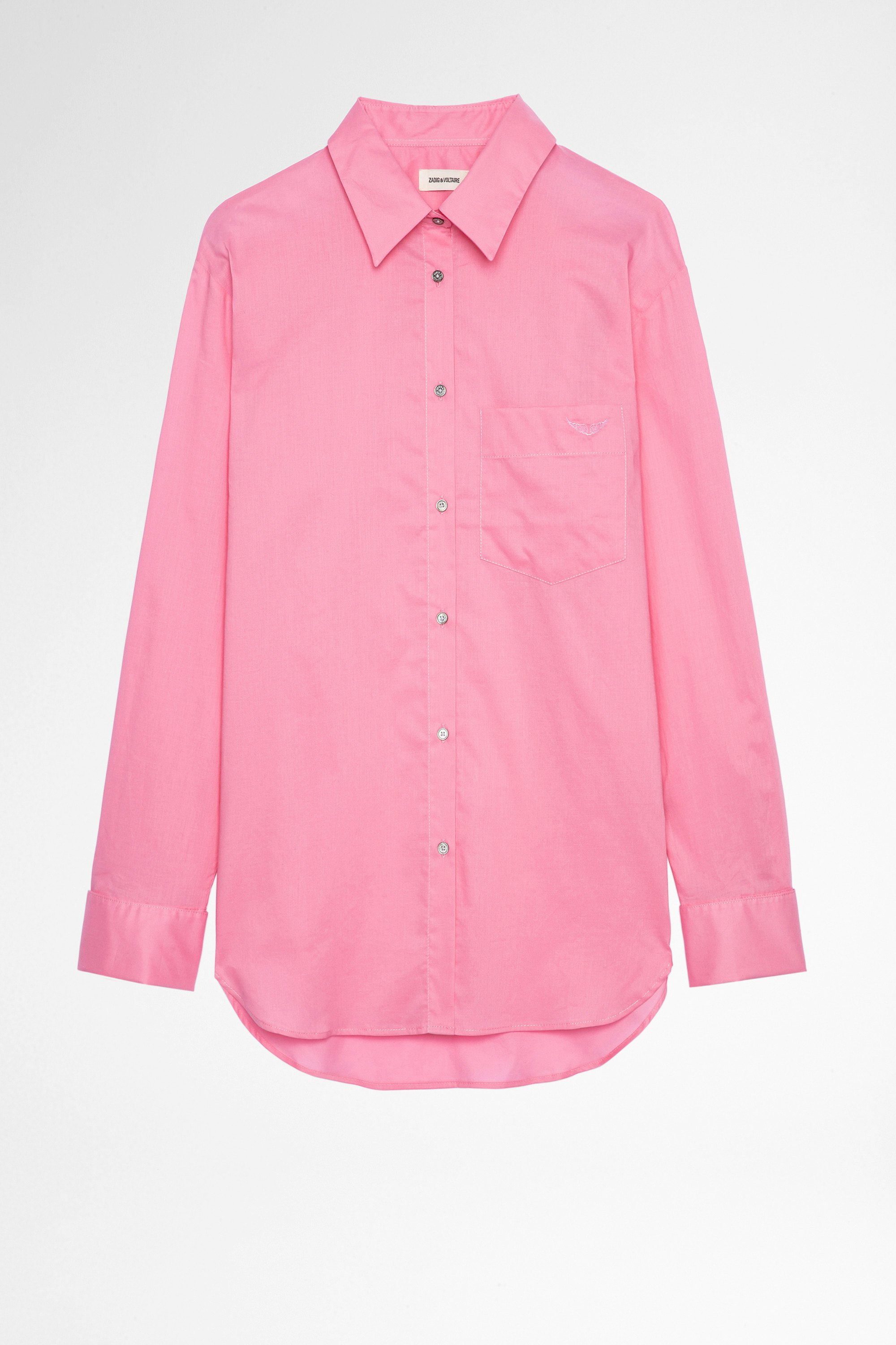 Camisa Morning Camisa de mujer de algodón rosa. Confeccionado con fibras procedentes de la agricultura ecológica.