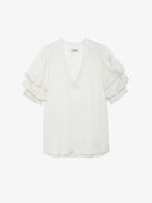 Taste Satin Top - Women's white satin top.