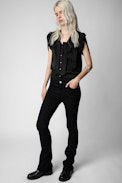 Top Tober Jac ZV Soie - Top en soie jacquard ZV noir femme