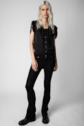 Top Tober Jac ZV Soie - Top en soie jacquard ZV noir femme
