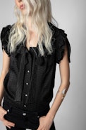 Top Tober Jac ZV Soie - Top en soie jacquard ZV noir femme