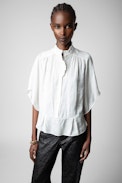 Taro Satin Top - Women's white satin top.