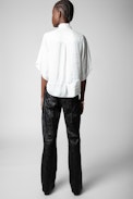 Taro Satin Top - Women's white satin top.