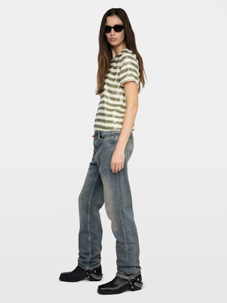 Top Tchao - Top camiseta con lentejuelas estampadas estilo marinero.