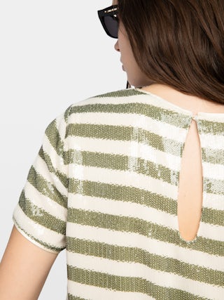 Top Tchao - Top tee-shirt en sequins imprimés esprit marinière.