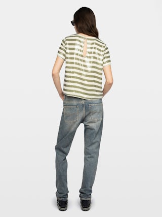 Top Tchao - Top camiseta con lentejuelas estampadas estilo marinero.