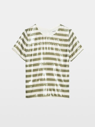 Top Tchao - Top tee-shirt en sequins imprimés esprit marinière.