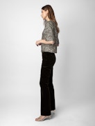 Tytane Sequin Blouse - Bronze short-sleeved blouse with V neckline and sequins.