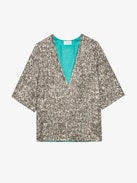 Tytane Sequin Blouse - Bronze short-sleeved blouse with V neckline and sequins.