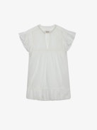 Top Tolded - Top blanco de algodón con mangas cortas, volantes y encaje.