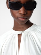 Tomina Satin Blouse - Women's white satin blouse.
