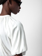 Tomina Satin Blouse - Women's white satin blouse.