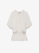 Tomina Satin Blouse - Women's white satin blouse.