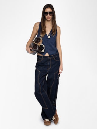 Gilet Emaux Satin - Gilet en satin japonais, fermeture boutonnée.