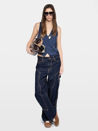 Chaleco Emaux Satén - Chaleco en satén japonés, cierre abotonado.