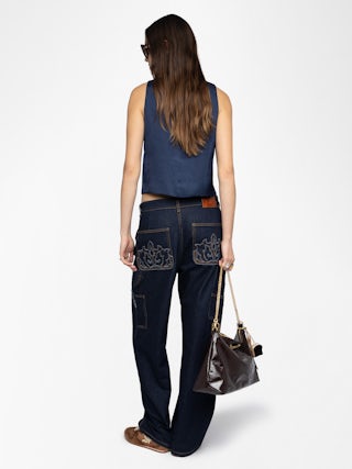 Gilet Emaux Satin - Gilet en satin japonais, fermeture boutonnée.