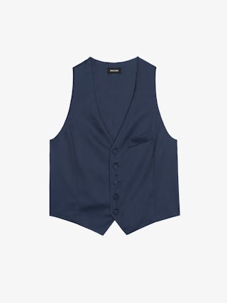 Gilet Emaux Satin - Gilet en satin japonais, fermeture boutonnée.