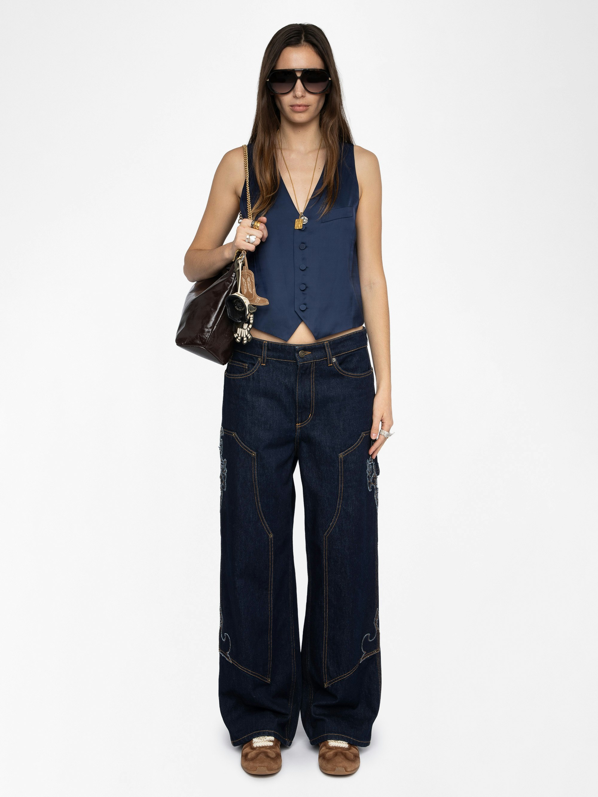 Chaleco Emaux Satén - Chaleco en satén japonés, cierre abotonado.