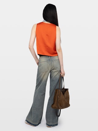 Gilet Emaux Satin - Gilet en satin japonais, fermeture boutonnée.