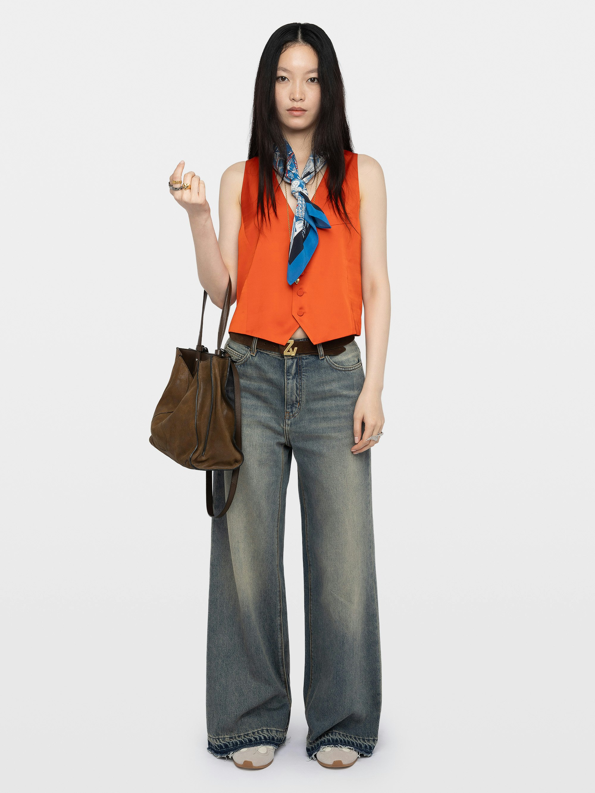 Waistcoat Emaux Satin - Waistcoat in Japanese satin, button fastening.