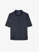 Topher Satin Top - Satin top with short sleeves and button fastening.