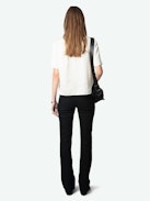 Satin Top Topher - Satin top with short sleeves and button fastening.