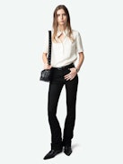 Satin Top Topher - Satin top with short sleeves and button fastening.