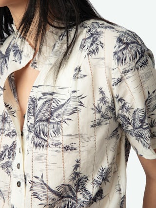 Topher Top - Cotton top with ladder lace insert, short sleeves and button fastening.