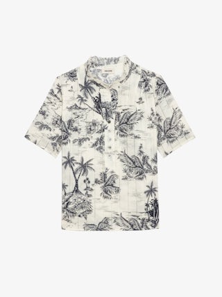 Topher Top - Cotton top with ladder lace insert, short sleeves and button fastening.