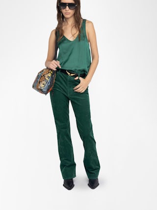 Top Tarys Satin - Top débardeur en satin avec strass wings au dos.