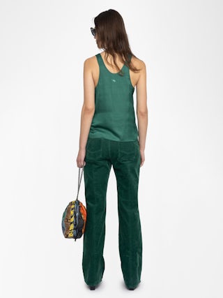 Top Tarys Satin - Top débardeur en satin avec strass wings au dos.