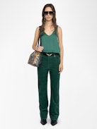 Top Tarys Satin - Top a canotta in raso con ali di strass sulla schiena.