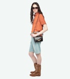 Topher Satin Top - ZV jacquard satin top with short sleeves and button fastening.
