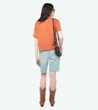Topher Satin Top - ZV jacquard satin top with short sleeves and button fastening.