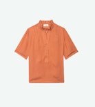 Topher Satin Top - ZV jacquard satin top with short sleeves and button fastening.