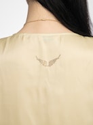 Top Terzo Satin - Top en satin japonais, décolleté lacé avec wings métalliques et manches courtes.