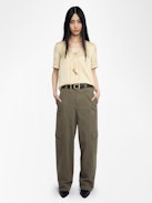 Top Terzo Satin - Top en satin japonais, décolleté lacé avec wings métalliques et manches courtes.