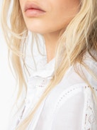 Tanos Tomboy Top - White short sleeved top with lace embroidery.
