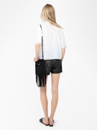 Tanos Tomboy Top - White short sleeved top with lace embroidery.