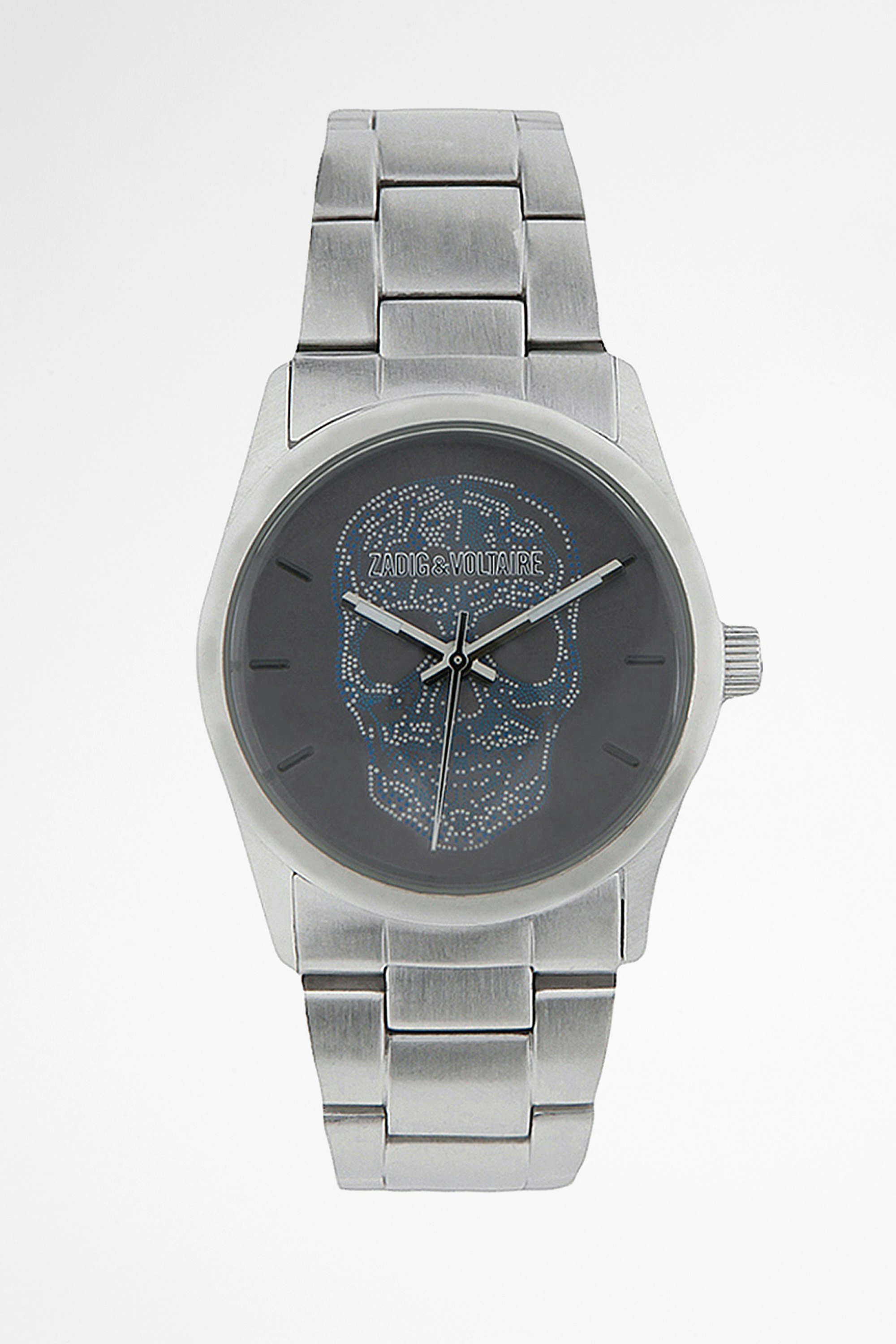 Uhren Timeless TDM ZV029 Armbanduhr aus Stahl mit Totenkopf.