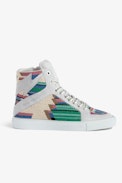 ZV1747 High Flash High-Top Trainers - Women’s white high-top trainers featuring multicolour beads