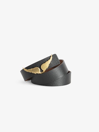 Ceinture Rock Reversible 30mm - Ceinture réversible de largeur 30mm en cuir grainé avec signature ailes sur la boucle.
