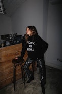 Polis Velours Paillettes Pants - Women’s black velvet and sequin pants.